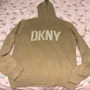 DKNY tan and white hoodie